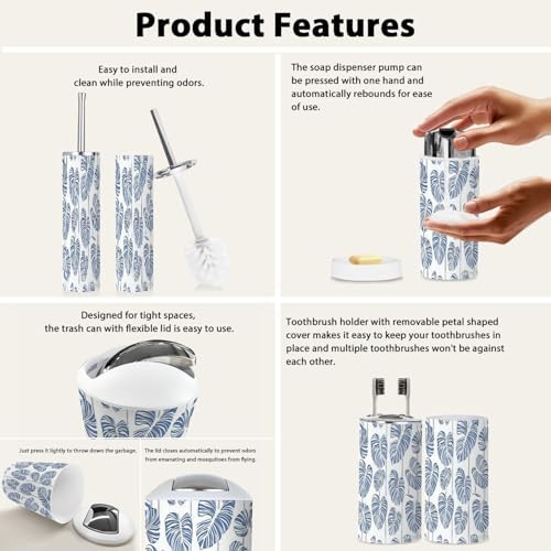 TRANQDEHOM 6-Piece Boho Bathroom Accessory Set
