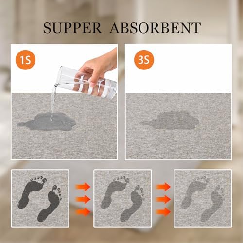 Yancorp Thin Non-Slip Bathroom Rugs 16x28 Inch Khaki