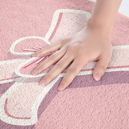 jejeloiu Dreamy Bow Bath Mat 16x24 Kawaii Pink
