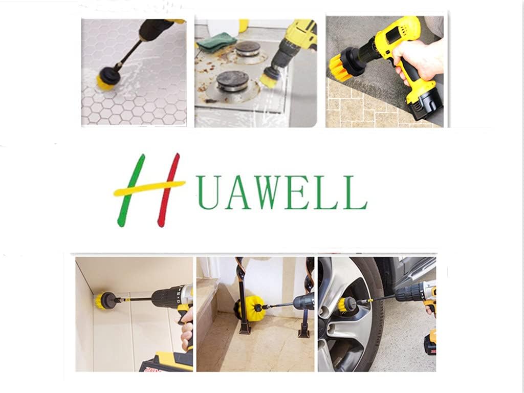 HUAWELL 5-Piece Cleaning Drill Brush Kit with 6 Inch Extender