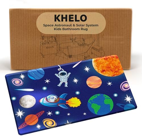 Khelo Kids Space Bath Mat - 17x24 Inch Astronaut Solar System Rug