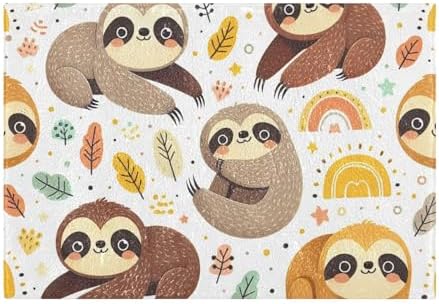 WELLDAY Bathroom Rug Sets 2 Piece Sloth Pattern