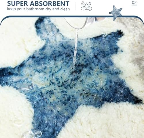 MEHOFOND Nautical Bath Rug 20x32 Navy Blue