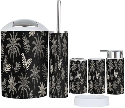 Boho Dark Tropical Bathroom Accessory Set 6 Piece 1
