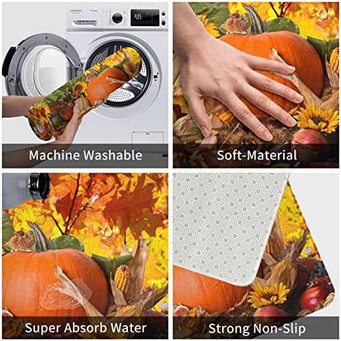 Soft Bath Mats with Pumpkin and Sunflower Design