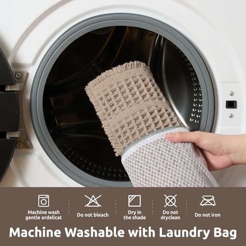 AMOAMI Waffle Bath Mat Non-Slip Absorbent Machine Washable Brown 17x40