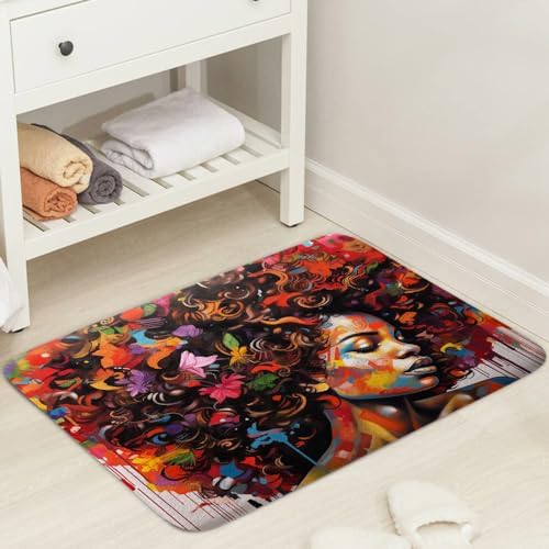 JAWO Black Girl Bath Rug Non-Slip 17X29