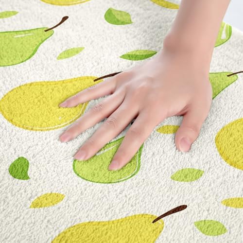 Erosebridal Green Yellow Pear Bath Mat Cartoon Print