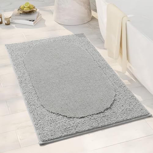 DEXDE 30x20 Bathroom Rug Gray Ultra Soft Absorbent