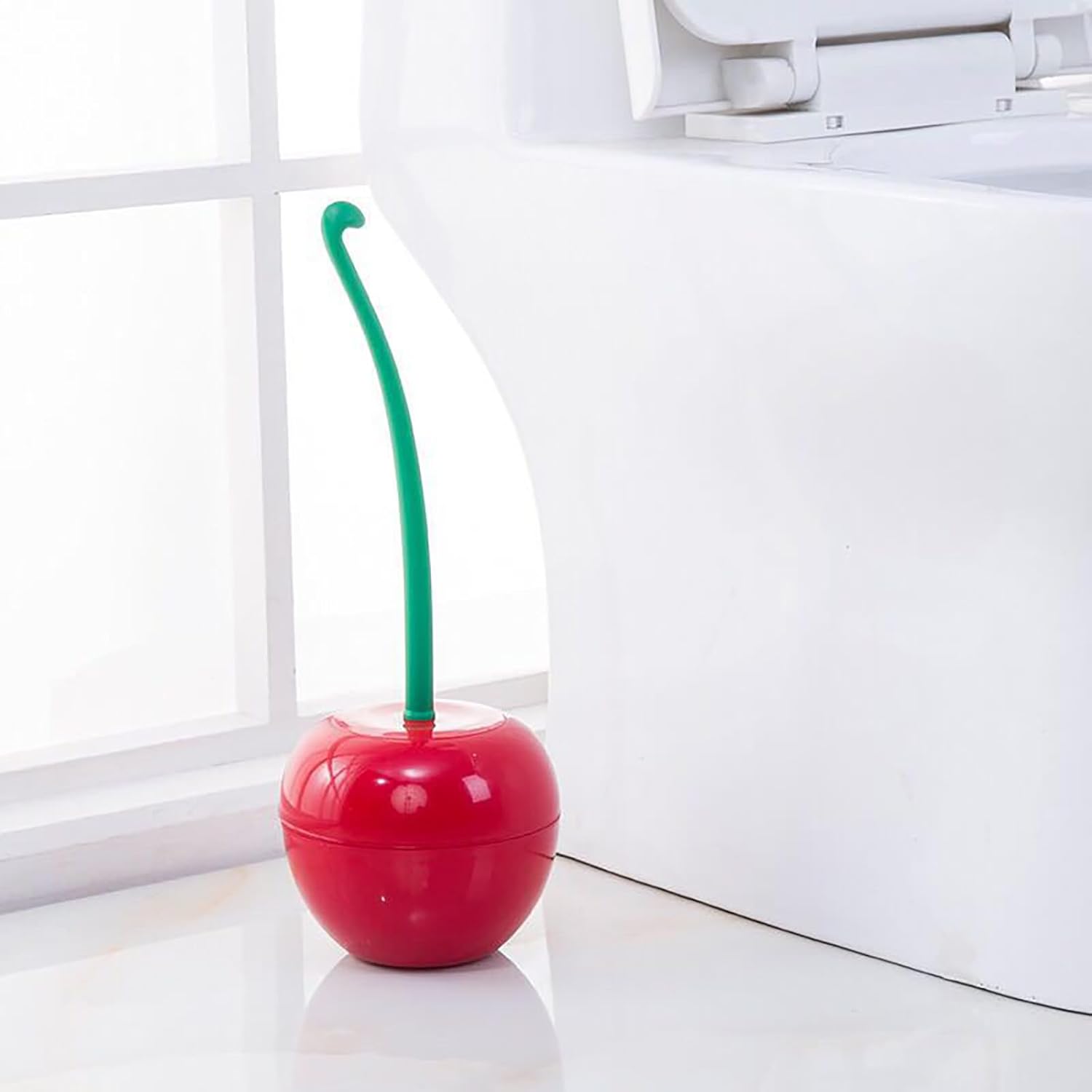 DRAMLOR Cherry Toilet Brush and Holder Set