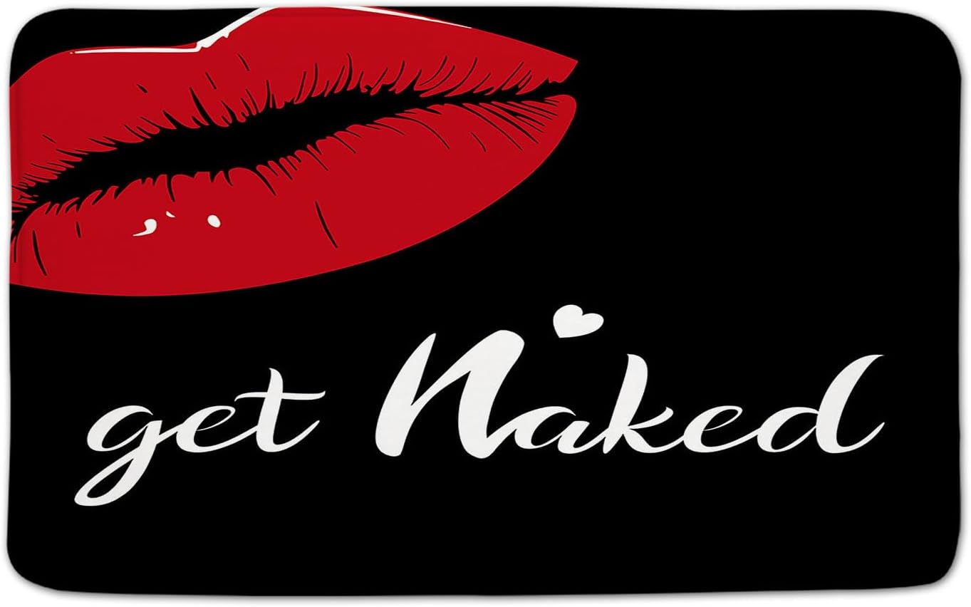 Funny Quotes Red Lips Bath Rug for Home Use