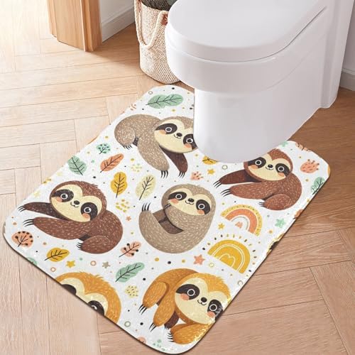 WELLDAY Bathroom Rug Sets 2 Piece Sloth Pattern