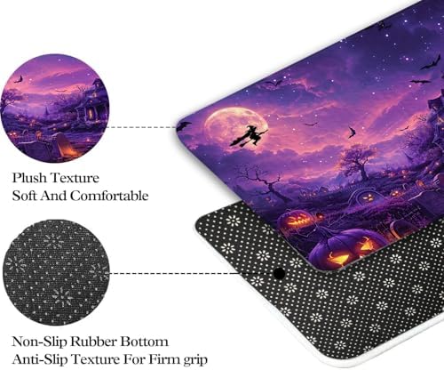 JAWO Halloween Bath Rug Full Moon Themed Non-Slip