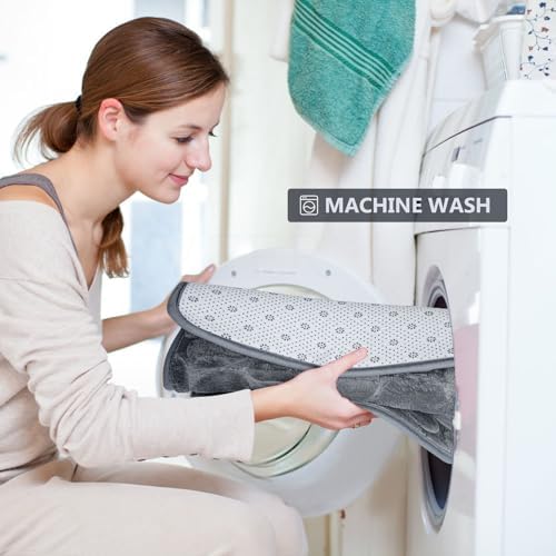 Neloodony Grey Small Bathroom Rug Non Slip Washable
