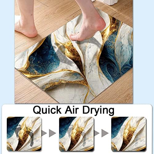 DJSOK Bath Mat Rug - Non-Slip Absorbent Marble Design 16x24 Rectangle
