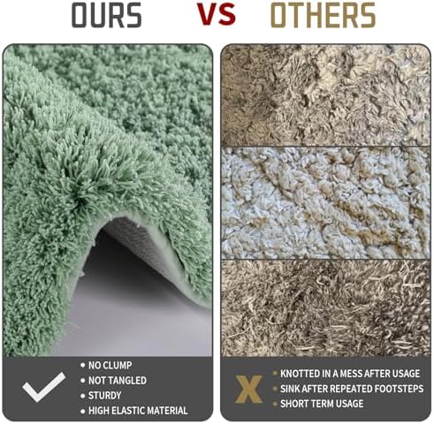 Yimobra Luxury Fluffy Bath Rug 36x24 Pure Light Green