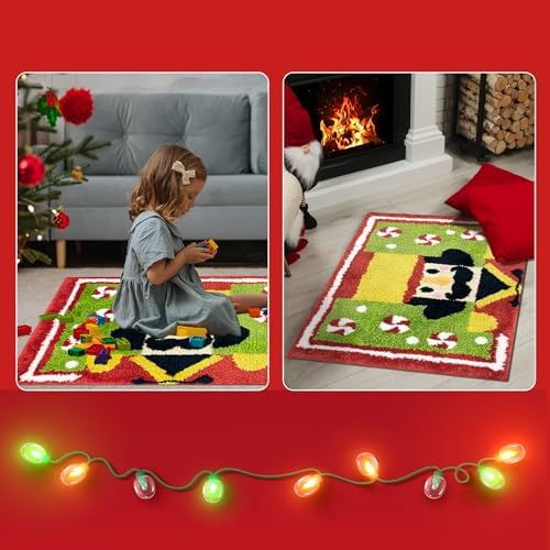 Christmas Bath Mat with Nutcracker Design 20x30 in Red