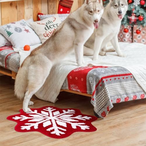 KELINFONG Snowflake Pattern Non-Slip Bath Mat 26x26 Inch