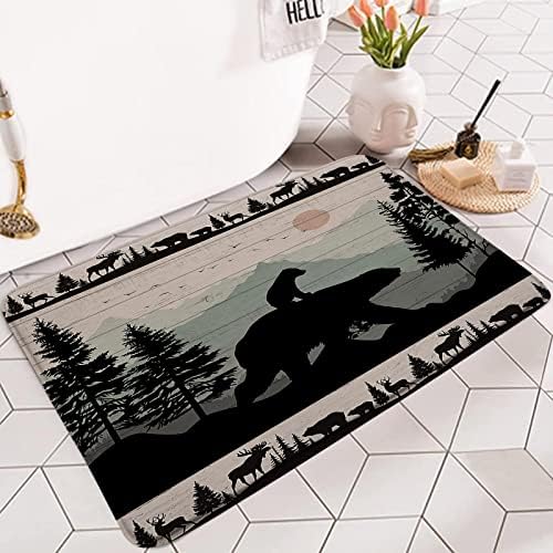 RDRUVA Bear Rustic Bathroom Rug