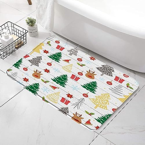 SATRTUD Christmas Tree Bath Mat - 24x16 Inch