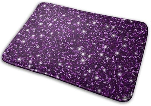 MZERSE Quick Dry Bath Mat with Dark Purple Glitter Pattern