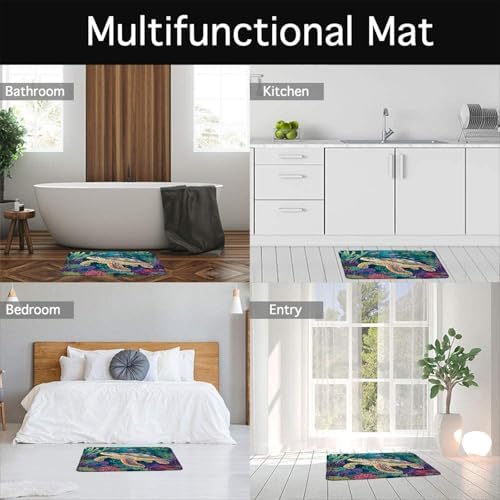 Turtle Bath Mat Blue Ocean Sea Animal Bathroom Rug 18X30Inch