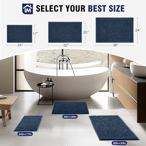 TECHMILLY Non-Slip Bath Rug with Soft Plush Chenille Pad