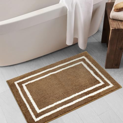 Uphome Modern Geometric Bath Mat - Brown 18x26 Inch