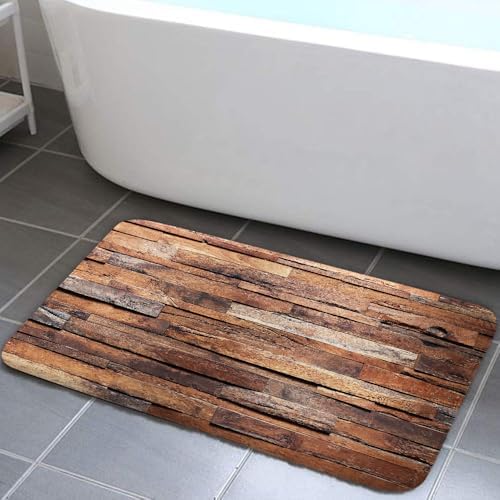 JAWO Coffee Brown Wooden Bath Rugs Non Slip