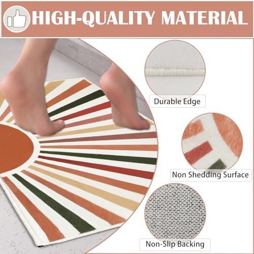Modern Boho Bathroom Rug 16x24 Inch Non-Slip Plush Mat