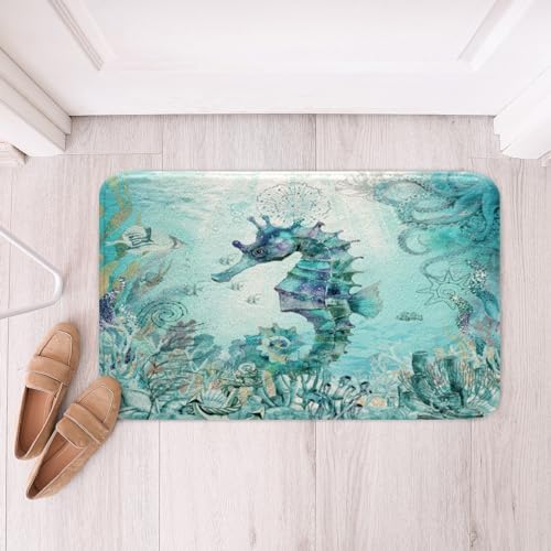 Feelyou Seahorse Bath Mat 16x24 Inch Kids Ocean Style Rugs