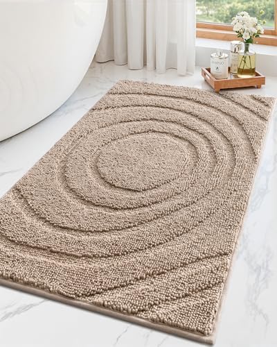 LUMI Bath Mat Non Slip Rubber Backing 16x24 Beige 1