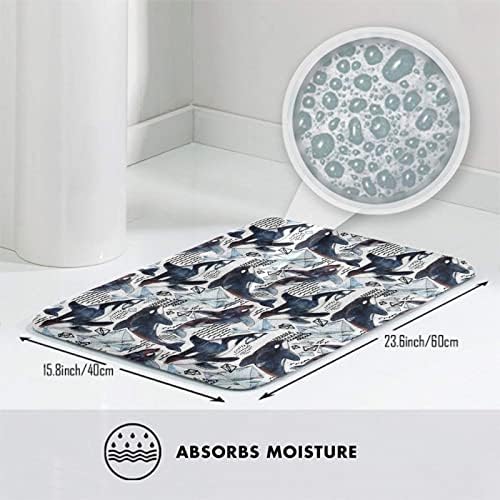 MZERSE Water Absorbent Memory Foam Bath Rug with Whale Design