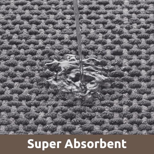 AMOAMI Chenille Bath Mat Quick Dry Non Slip