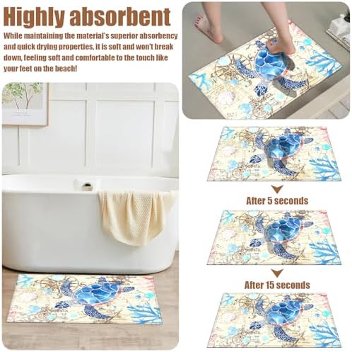 COSHARKLY Sea Turtle Bath Mat 17x30 Inch
