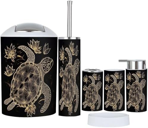 Boho Gold Bathroom Accessory Set 6 Piece 1