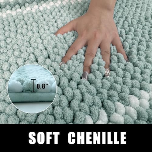 HDFK Soft Chenille Bath Mat with Striped Design