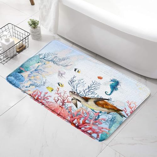 SATRTUD Nautical Animal Bath Mat for Kids