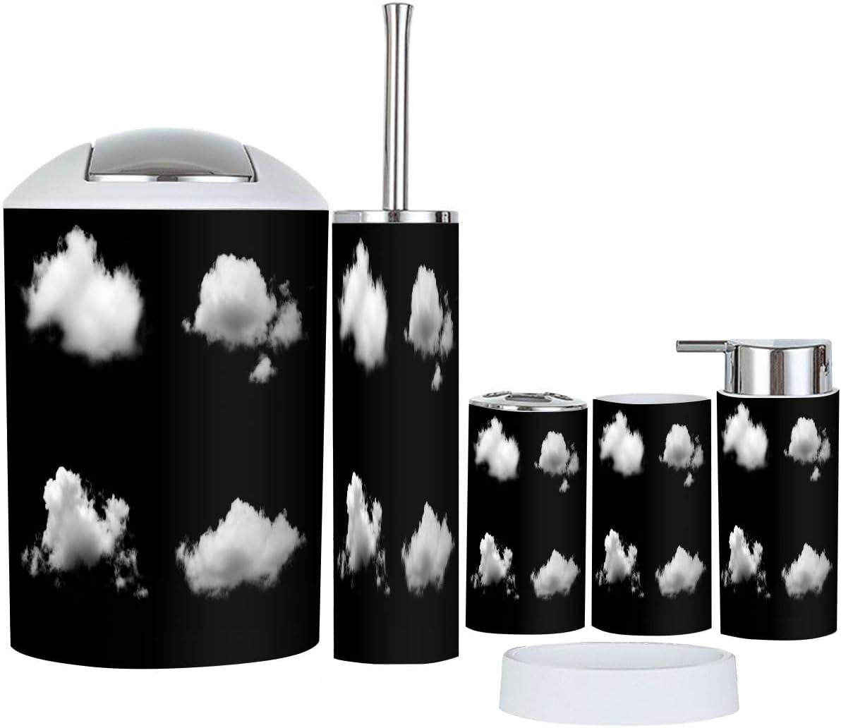 Boho Bathroom Accessories Set 6 Piece Black
