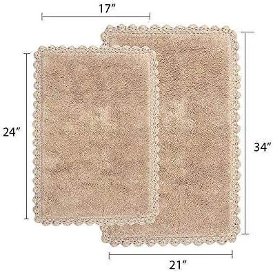 Chesapeake Linen Crochet Bath Rug Set 21 x 34 17 x 24