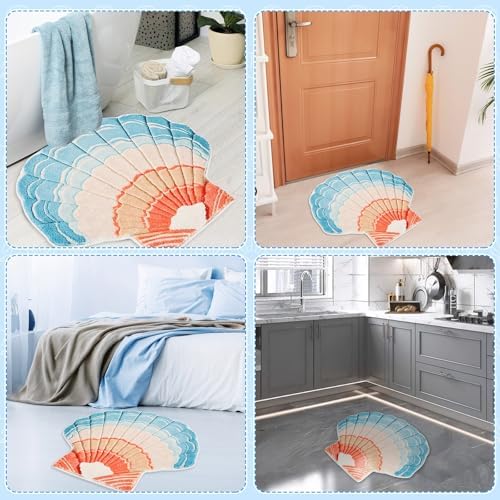 FEBSNOW Seashell Bath Rug with Non-Slip Backing 1