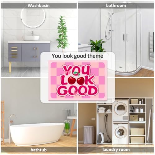 You Look Good Bath Mat - Ultra Thin Non Slip Cherry Pattern