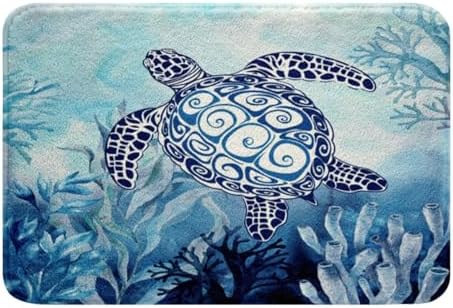 Feelyou Sea Turtle Bath Rug 16x24 Inch Teal Blue