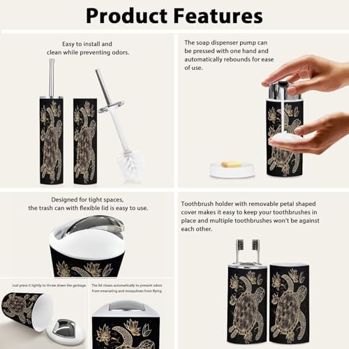 Boho Gold Bathroom Accessory Set 6 Piece 1