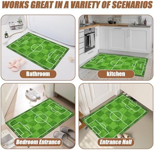 COSHARKLY Soccer Field Bath Mat 17x30 Inch Non-Slip