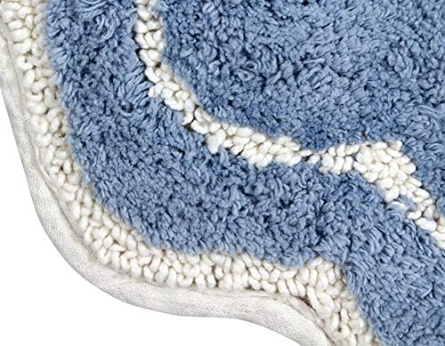 Home Weavers Allure Blue Cotton Bath Rug 17Lx24W