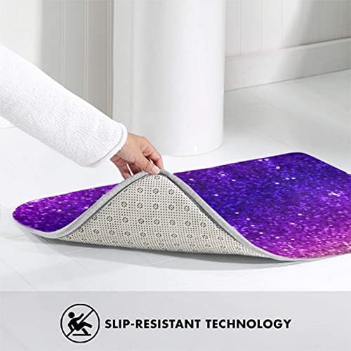 MZERSE Absorbent Memory Foam Bath Rug with Purple Glitter Pattern
