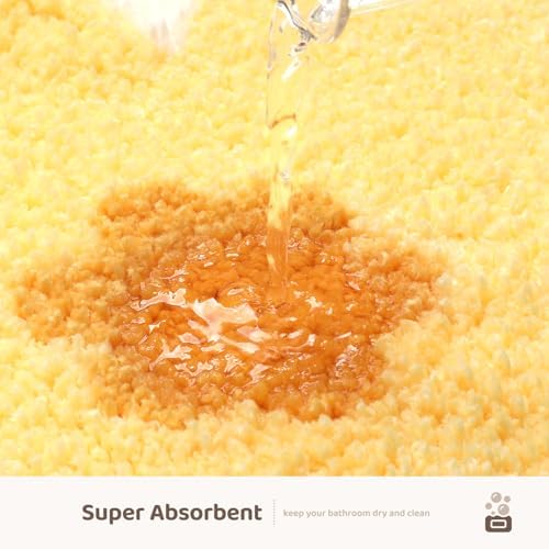 Molesun Floral Bath Mat - Non-Slip Microfiber 16x24 Yellow