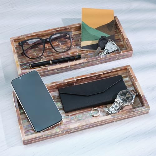 PEMAR Mother of Pearl Vanity Tray Set of 2