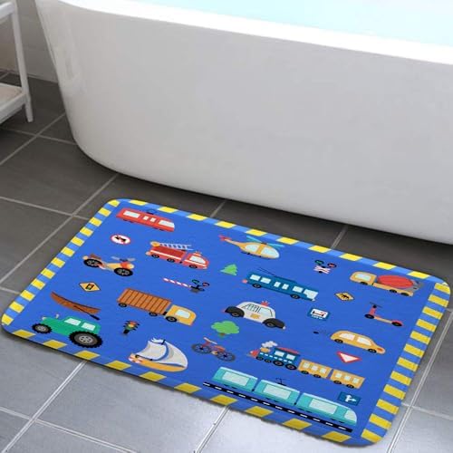 JAWO Kids Construction Bath Rug with Non-Slip Design